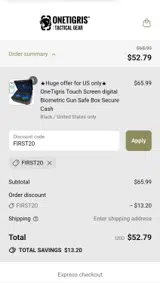 FIRST20 coupon verification screenshot
