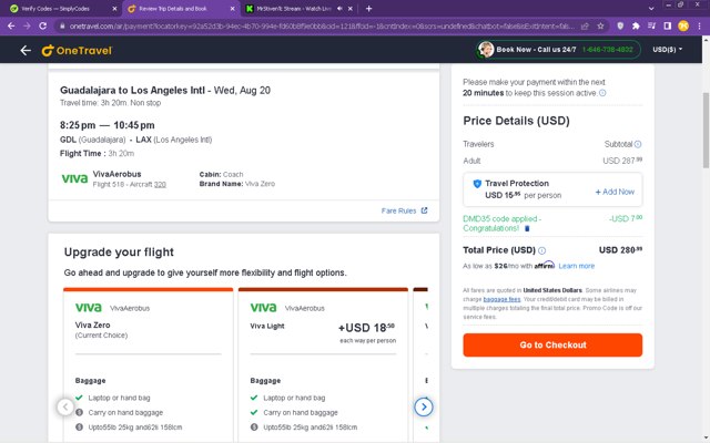 OneTravel checkout page showing OneTravel promo code box | Screenshot taken by SimplyCodes community member on Jul 10, 2025