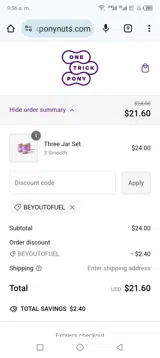 Beyoutofuel coupon verification screenshot