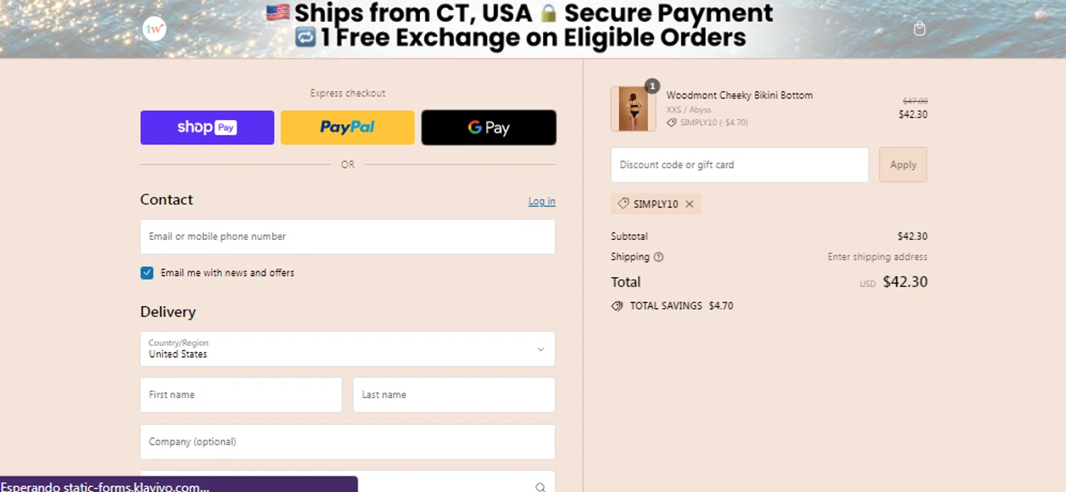 onewith checkout page showing onewith promo code box | Screenshot taken by SimplyCodes community member on Mar 29, 2024