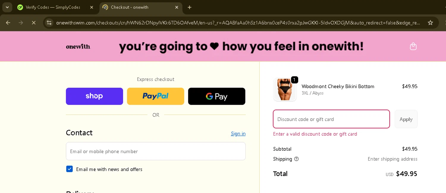 onewith promo code screenshot showing code BLACKFRIDAY30 applied at onewith checkout page. Uploaded by SimplyCodes community member ManTheWeed on Dec 4, 2025