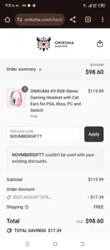 NOVMBERGIFTT coupon verification screenshot