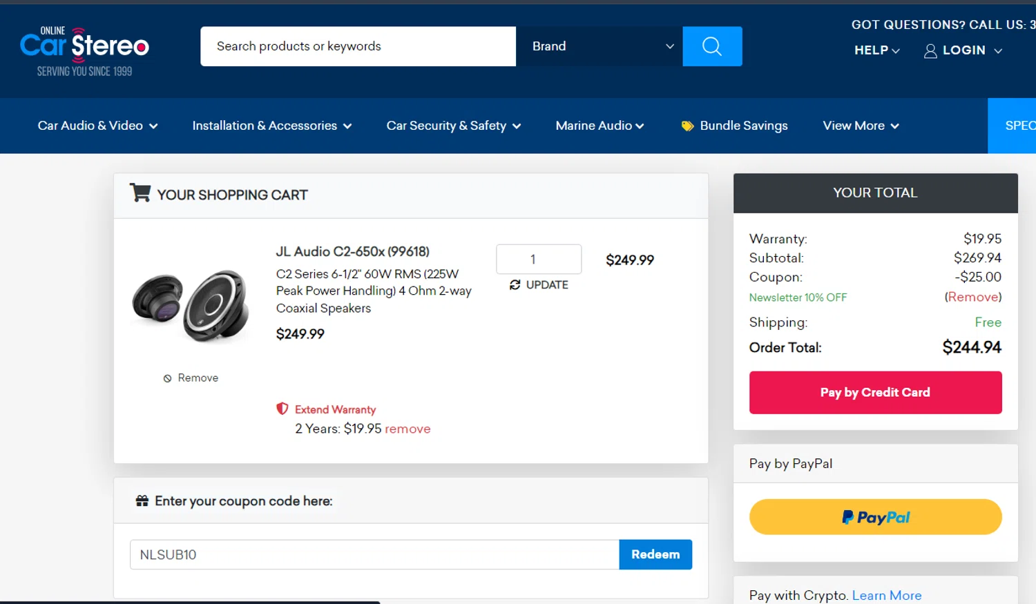 where to use Online Car Stereo promo code box