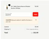 LIQUOR10 coupon verification screenshot