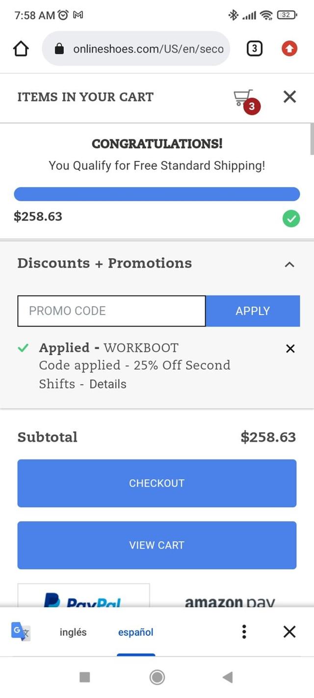 OnlineShoes checkout page showing OnlineShoes promo code box | Screenshot taken by SimplyCodes community member on Jun 1, 2024