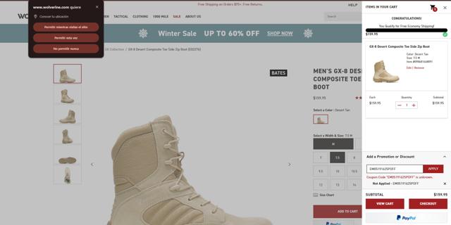OnlineShoes checkout page showing OnlineShoes promo code box | Screenshot taken by SimplyCodes community member on Dec 29, 2024