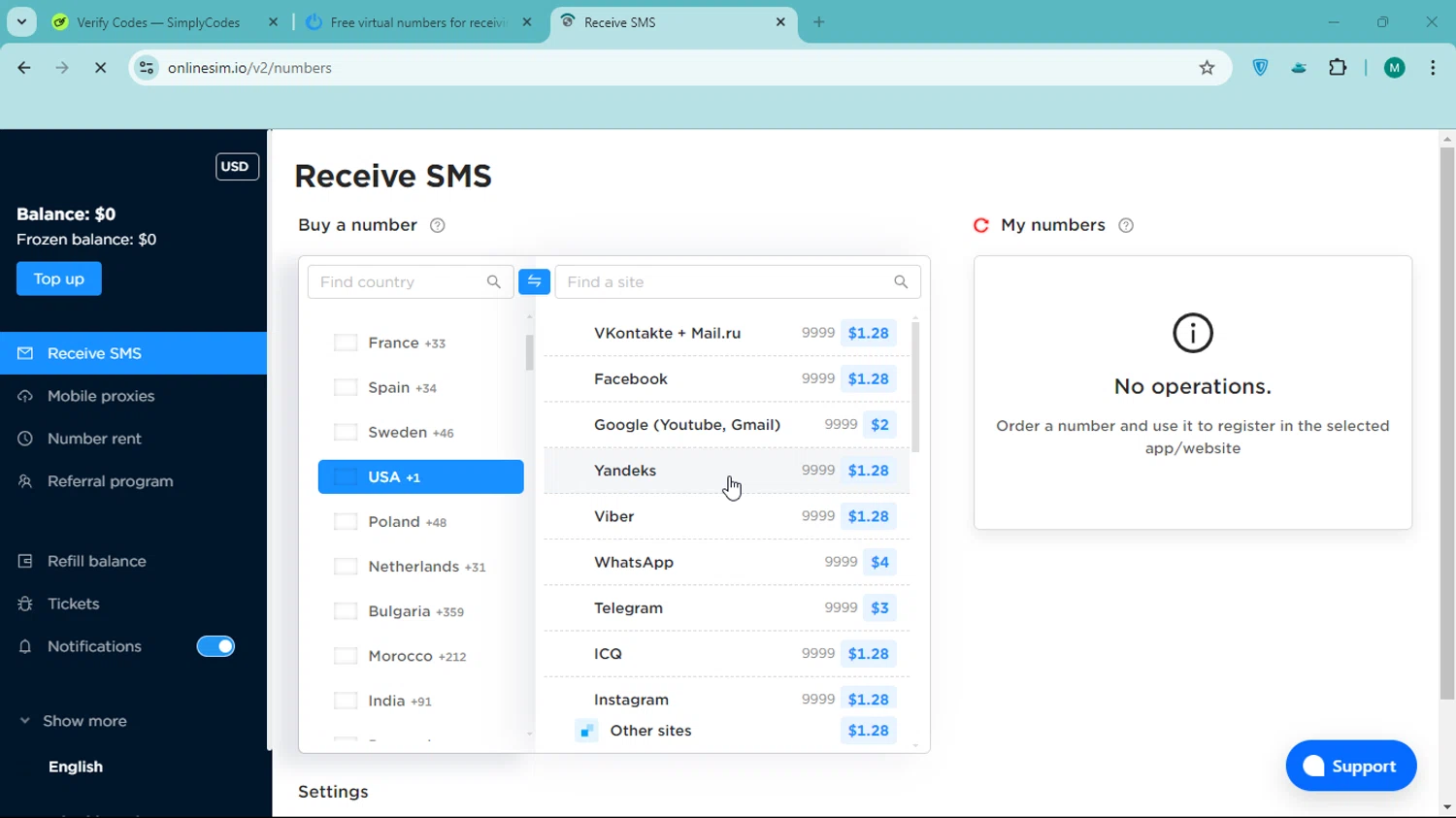 OnlineSIM checkout page showing OnlineSIM promo code box | Screenshot taken by SimplyCodes community member on Oct 2, 2024