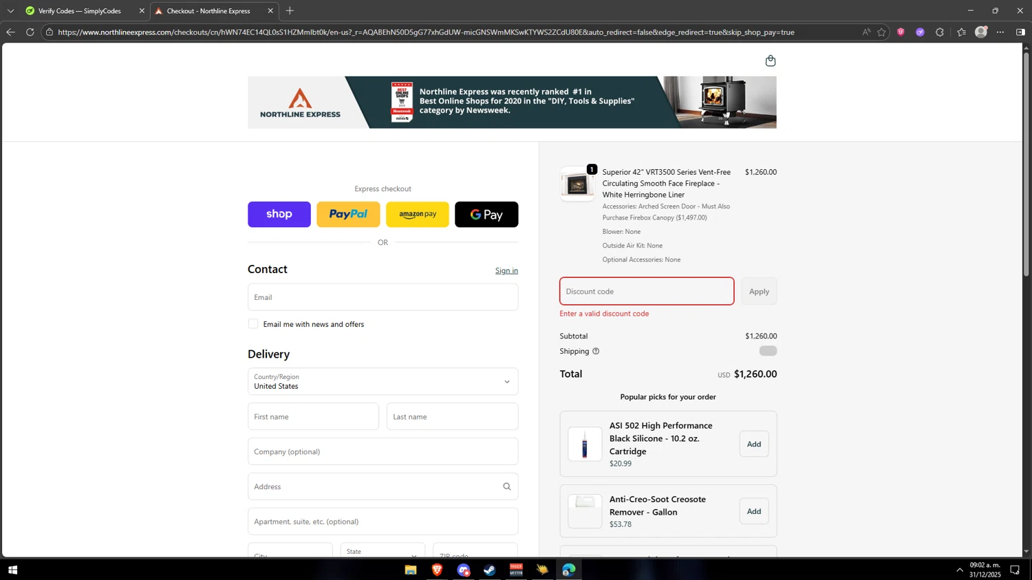 Online Stores coupon code screenshot showing code WELCOME applied at Online Stores checkout page. Uploaded by SimplyCodes community member Mondongo on Dec 31, 2025