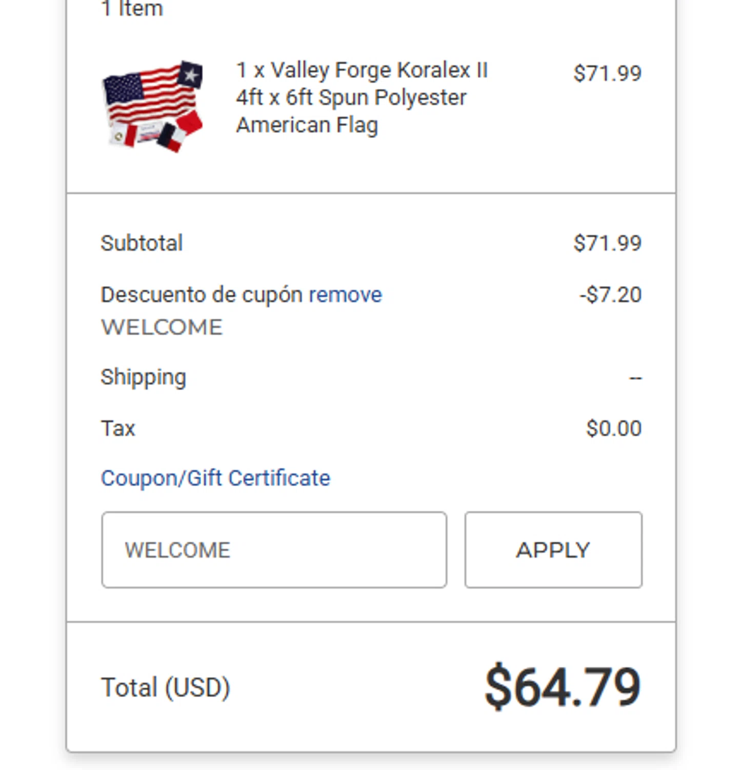 Online Stores coupon code screenshot showing code WELCOME applied at Online Stores checkout page. Uploaded by SimplyCodes community member yasmiragonzalez on Jun 14, 2025