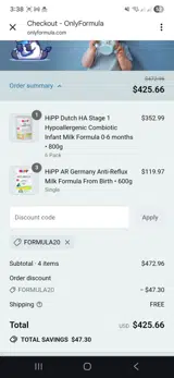 formula20 coupon verification screenshot