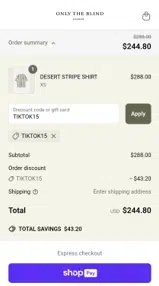 TIKTOK15 coupon verification screenshot