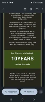 10years coupon verification screenshot