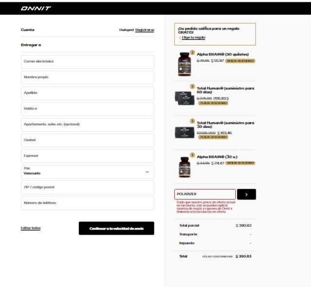 Onnit checkout page showing Onnit promo code box | Screenshot taken by SimplyCodes community member on May 4, 2021