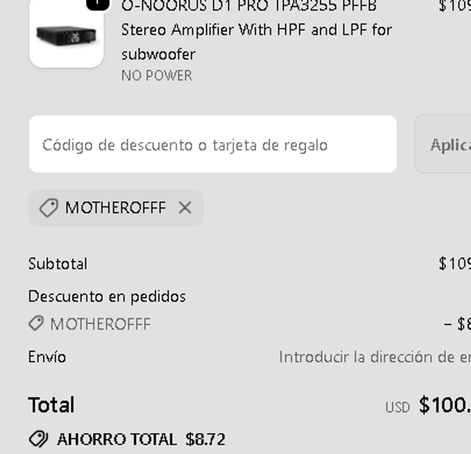 Onoorus Audio promo code screenshot showing code MOTHEROFFF applied at Onoorus Audio checkout page. Uploaded by SimplyCodes community member TokenDefender5823 on Oct 20, 2025