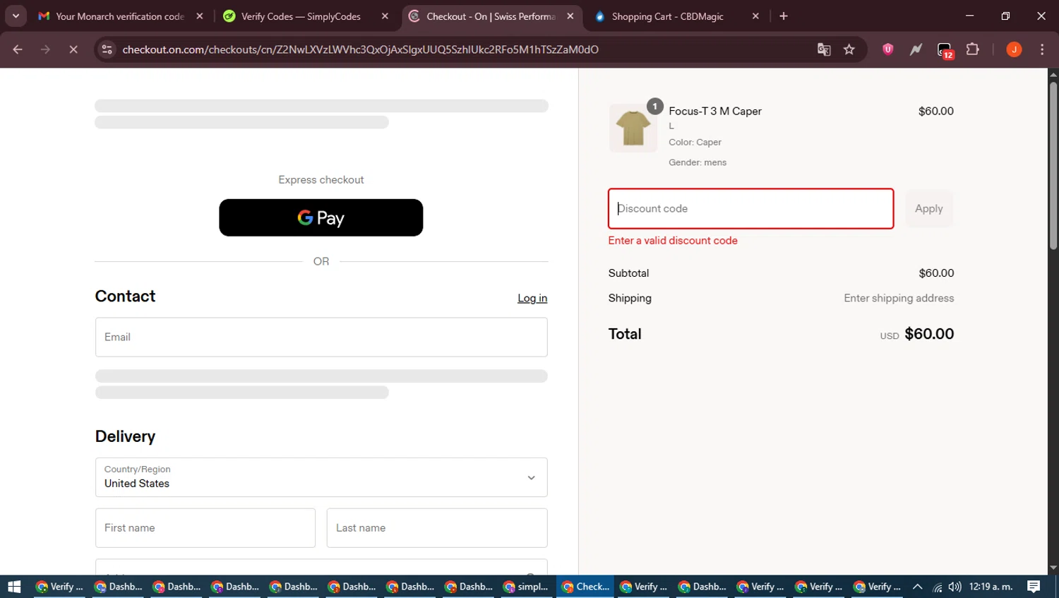 On Running promo code screenshot showing code Birthdaycode applied at On Running checkout page. Uploaded by SimplyCodes community member NobleAce2304 on Jun 6, 2025