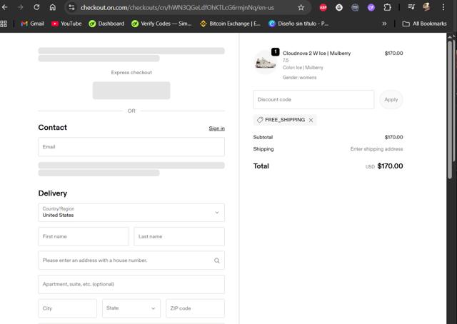 On Running checkout page showing On Running promo code box | Screenshot taken by SimplyCodes community member on Sep 26, 2025