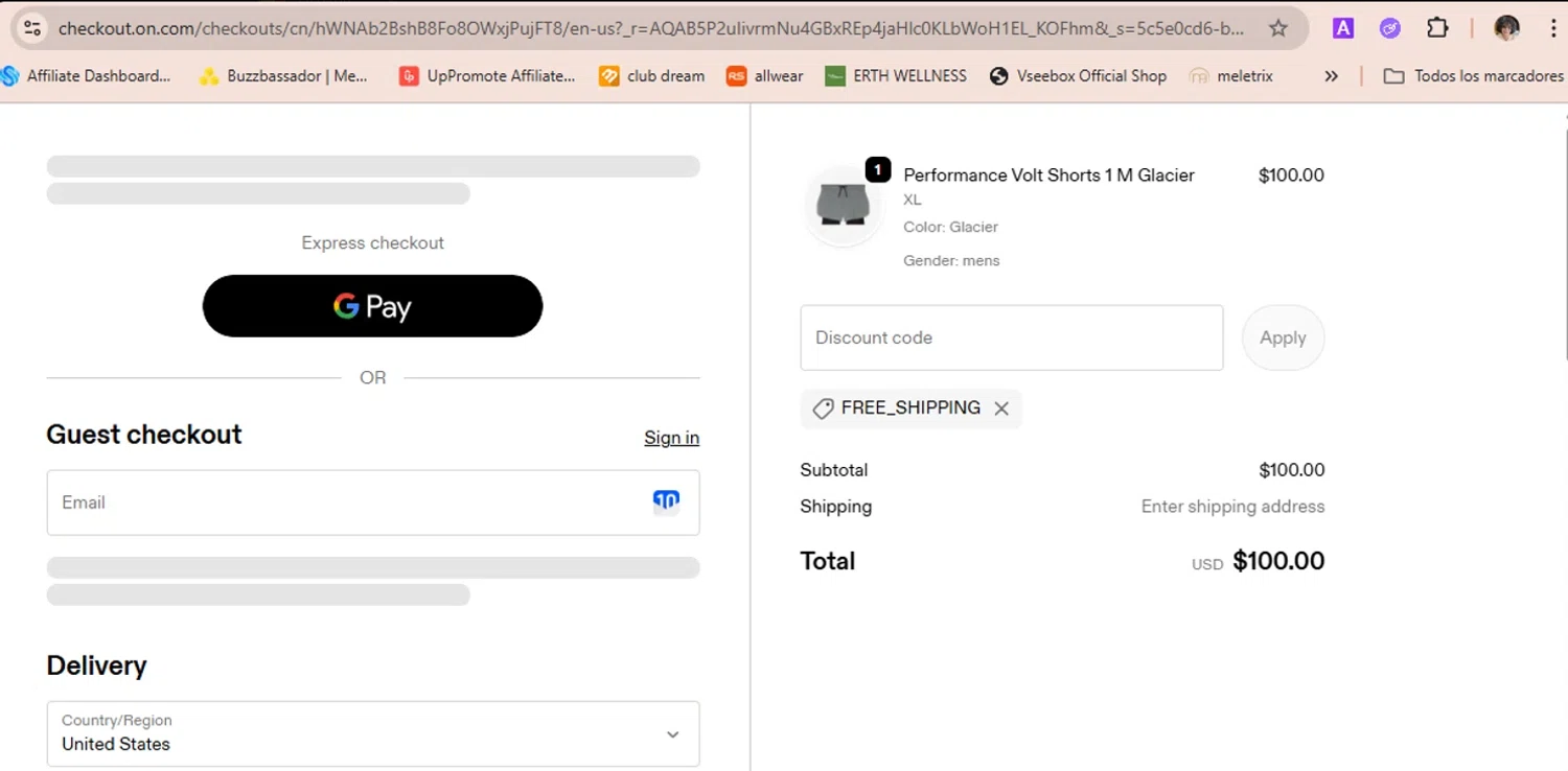 Verification screenshot for Free Shipping On Storewide (Shipping Adress) at On Running — 17d ago