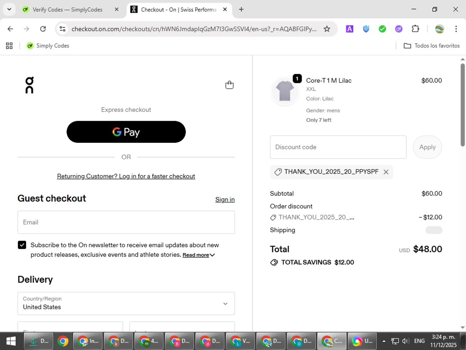 Verification screenshot for 20% Off Storewide at On Running — 6mo ago