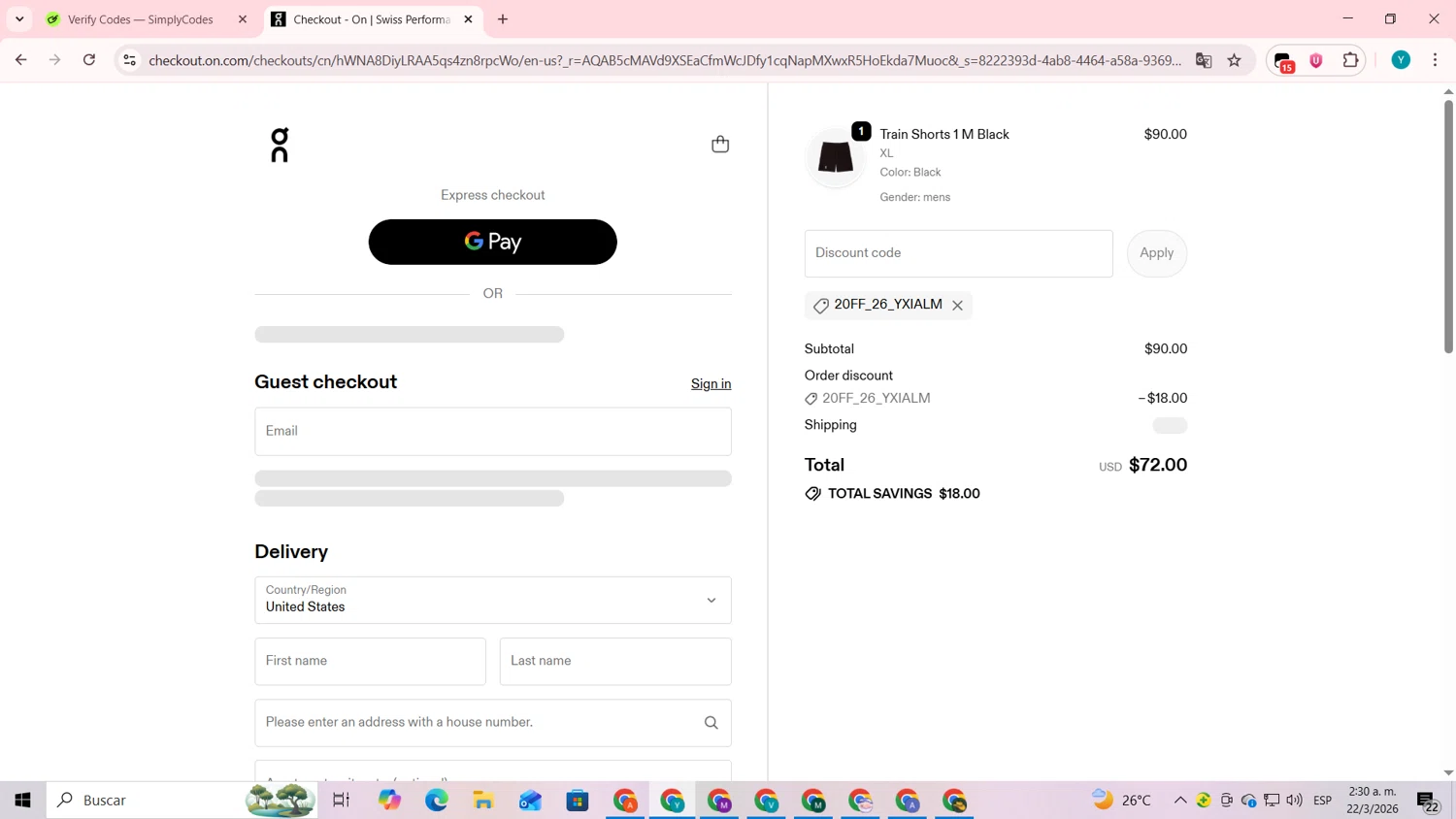 Verification screenshot for 20% Off Storewide at On Running — 2mo ago