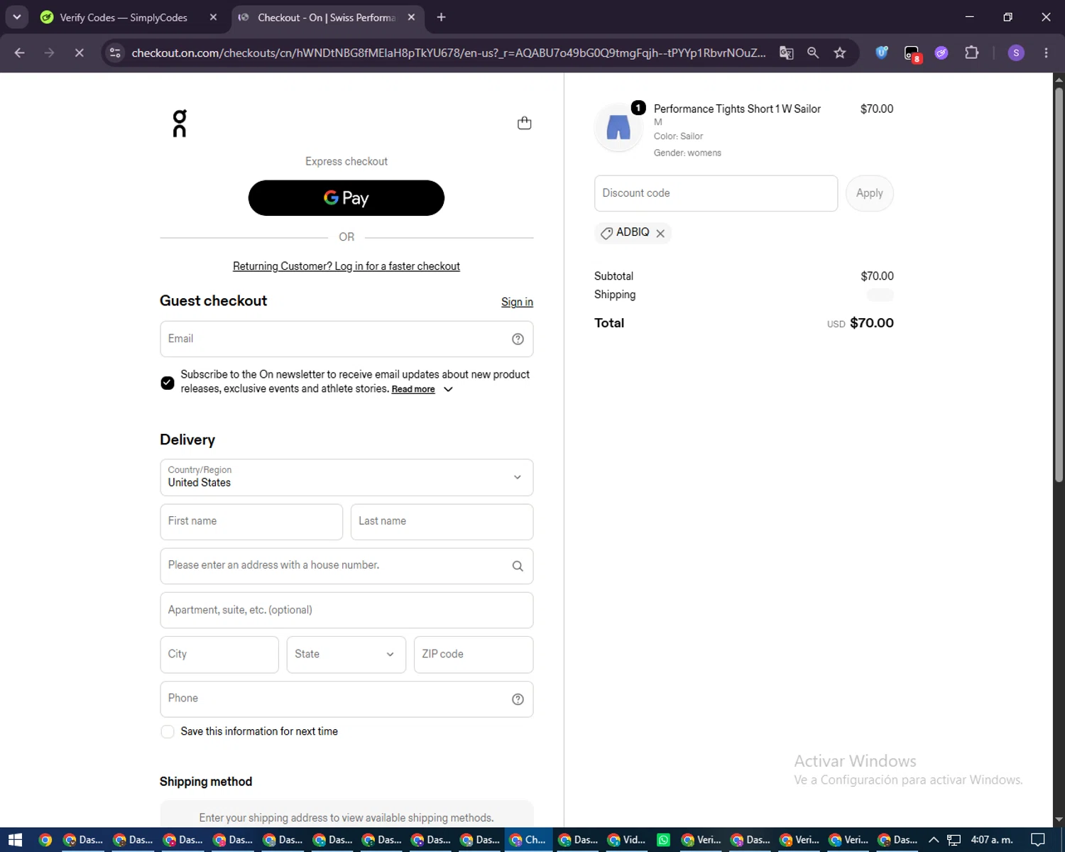 Verification screenshot for 10% Off Storewide at On Running - 8d ago