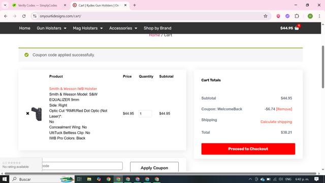 On Your 6 Designs checkout page showing On Your 6 Designs promo code box | Screenshot taken by SimplyCodes community member on Jun 19, 2025