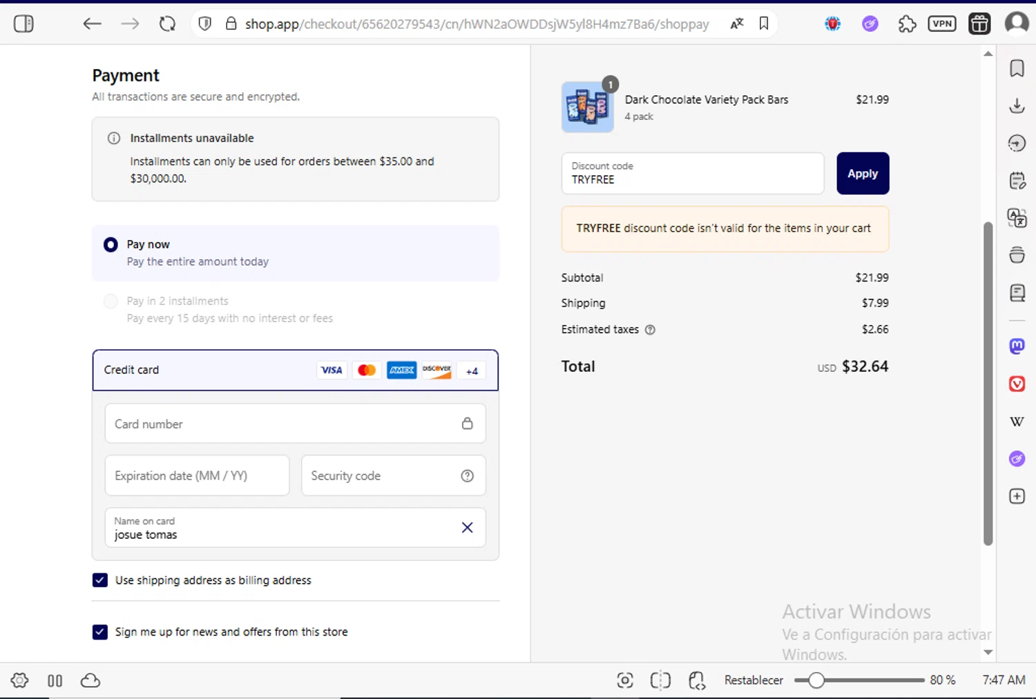 Oobli discount code screenshot showing code TRYFREE applied at Oobli checkout page. Uploaded by SimplyCodes community member luissilva2 on Sep 4, 2025