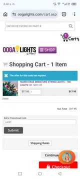 LUCKY coupon verification screenshot