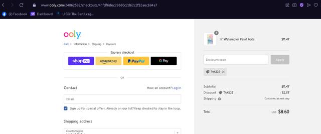 OOLY checkout page showing OOLY discount code box | Screenshot taken by SimplyCodes community member on Mar 4, 2024