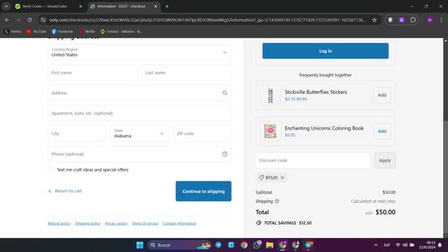 OOLY checkout page showing OOLY discount code box | Screenshot taken by SimplyCodes community member on Aug 13, 2024