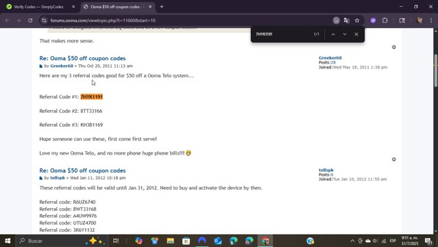 Ooma checkout page showing Ooma coupon code box | Screenshot taken by SimplyCodes community member on Jul 31, 2025