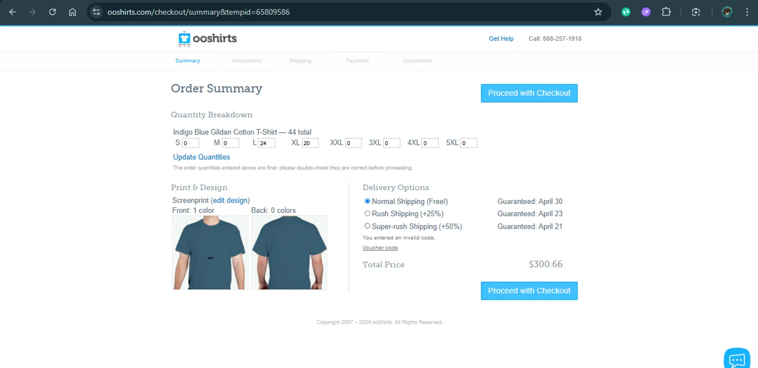 OOShirts coupon code screenshot showing code SHIFT applied at OOShirts checkout page. Uploaded by SimplyCodes community member xAngel on Apr 15, 2025