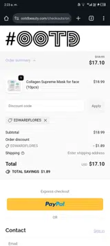 EDWARDFLORES coupon verification screenshot