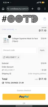 WELCOME17 coupon verification screenshot