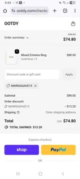 OOTDY coupon verification screenshot