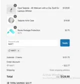 Opal Camera coupon verification screenshot