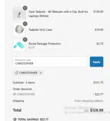Opal Camera coupon verification screenshot