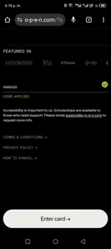 Anna30 coupon verification screenshot