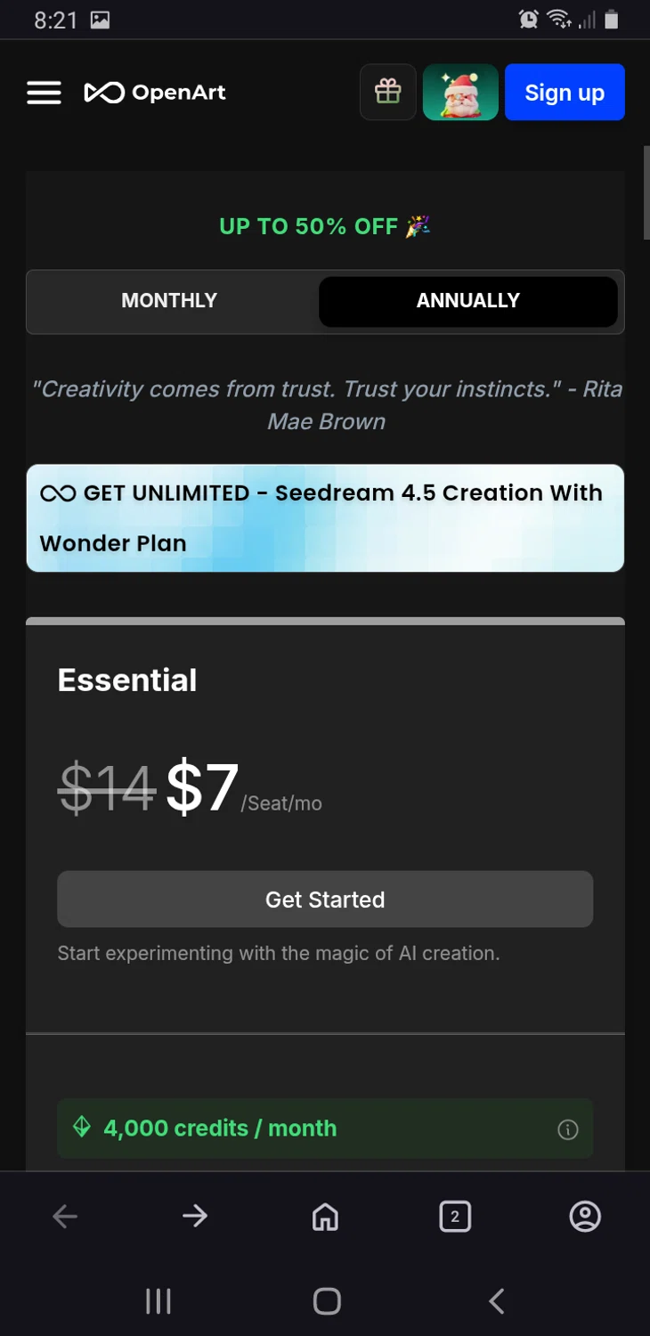 OpenArt promo code screenshot showing code OA15OFF applied at OpenArt checkout page. Uploaded by SimplyCodes community member billgates0997923425561 on Dec 17, 2025