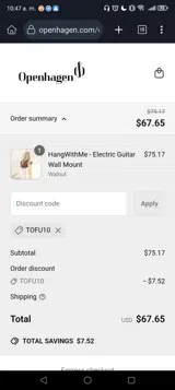 TOFU10 coupon verification screenshot