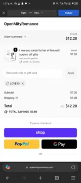 LOVE10 coupon verification screenshot