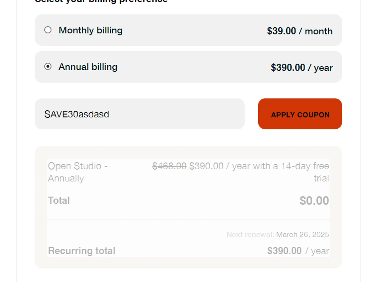 Open Studio discount code screenshot showing code SAVE30 applied at Open Studio checkout page. Uploaded by SimplyCodes community member Sova_Valorant on Mar 12, 2025