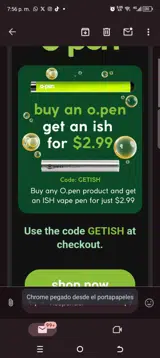 O.penVAPE coupon verification screenshot