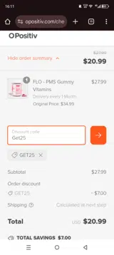 Get25 coupon verification screenshot