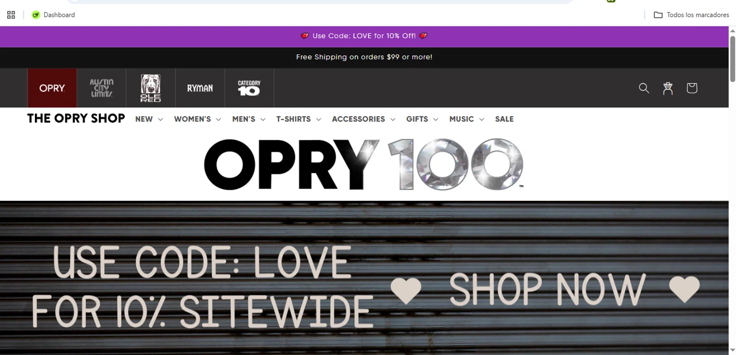 Grand Ole Opry promo code screenshot showing code LOVE applied at Grand Ole Opry checkout page. Uploaded by SimplyCodes community member Speedy on Feb 6, 2026