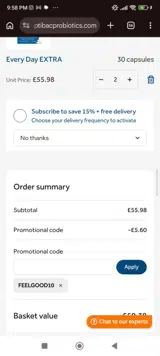 OptiBac Probiotics US coupon verification screenshot