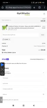 Optibiotics coupon verification screenshot