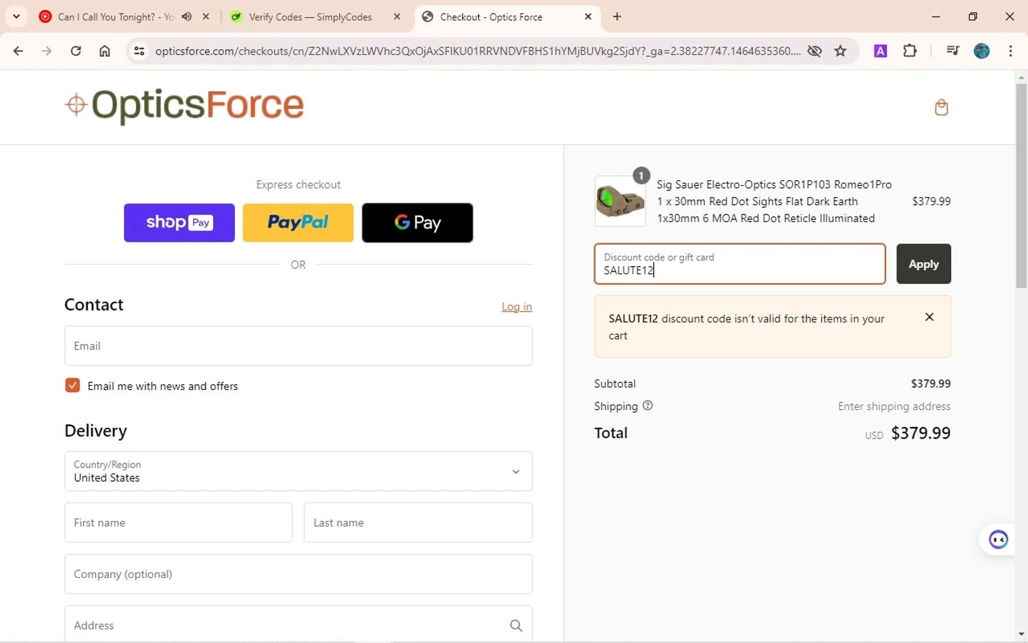 how to use OpticsForce coupons