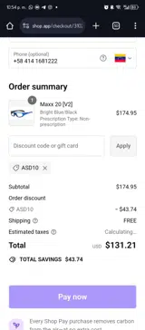 ASD10 coupon verification screenshot