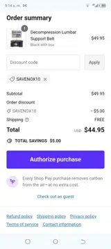 SAVENOX10 coupon verification screenshot