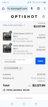 GOLFMORE coupon verification screenshot